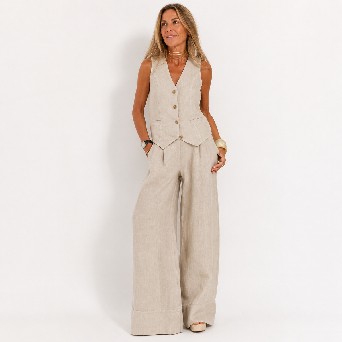 Valentine - Women's Linen Wide-Leg Jacket - photo 1
