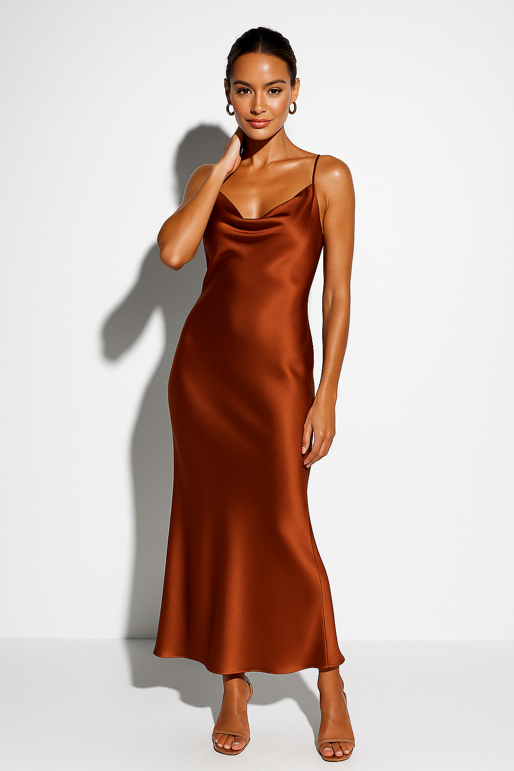 Fenna - Women's Satin Neckline Midi Dress - photo 5