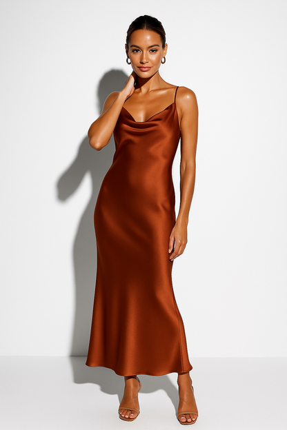 Fenna - Women's Satin Neckline Midi Dress - photo 5