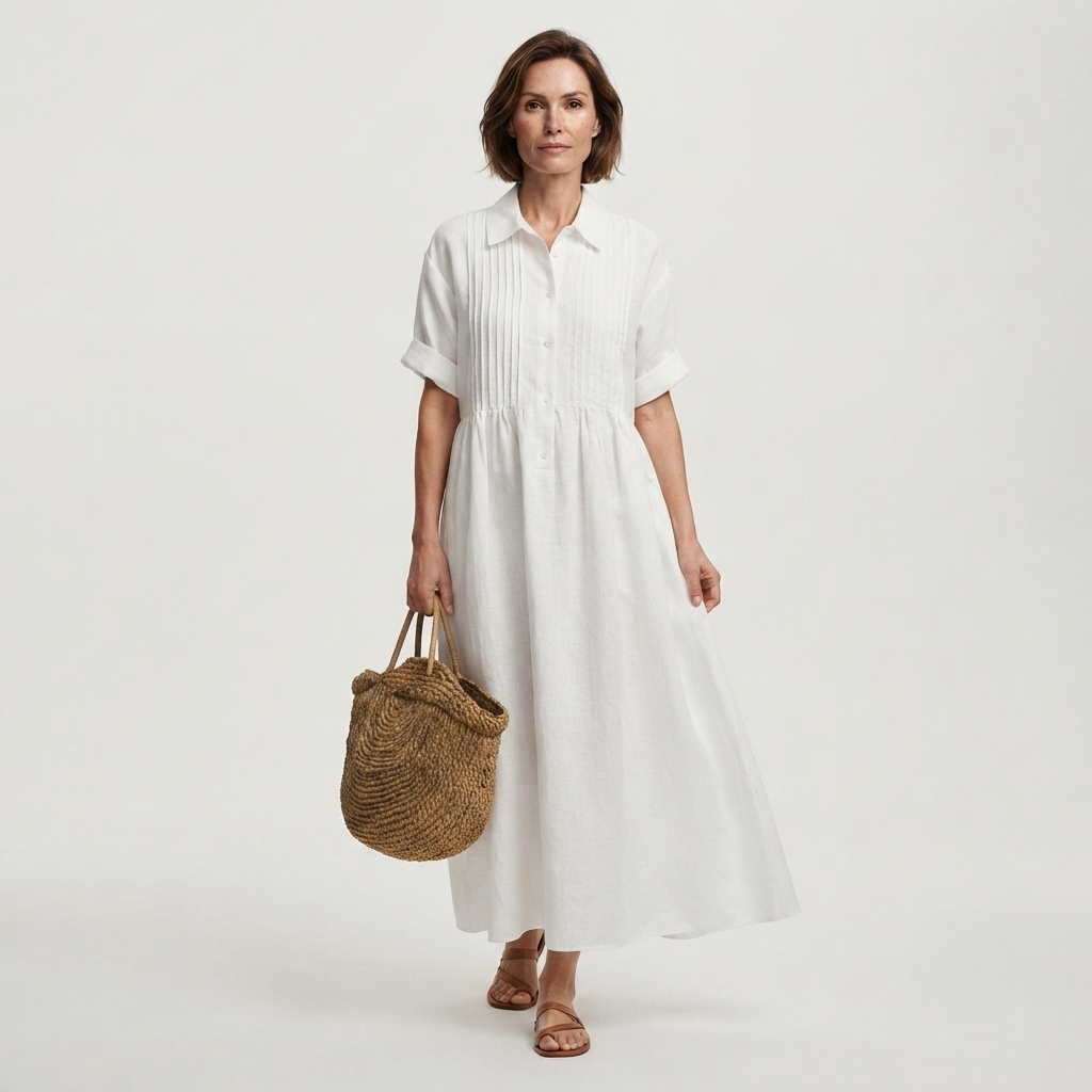 Genevieve - Women's Pintuck Linen Dress - photo 1