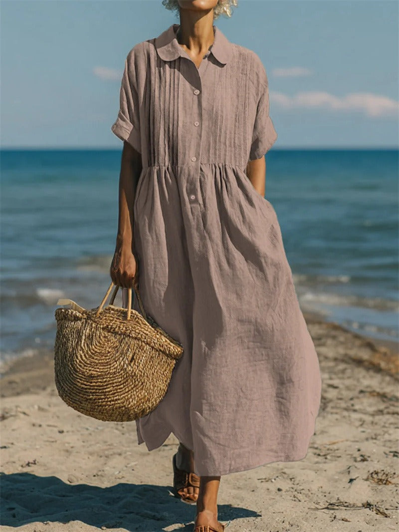 Genevieve - Women's Pintuck Linen Dress - photo 10