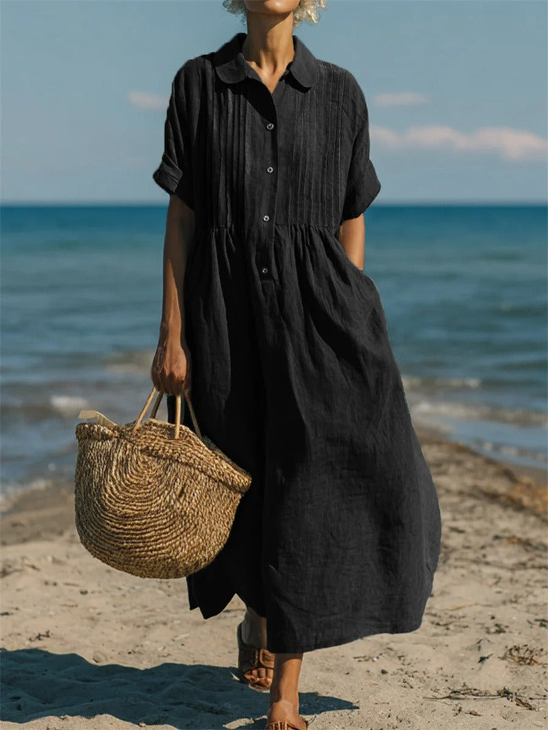 Genevieve - Women's Pintuck Linen Dress - photo 11