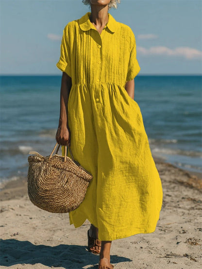 Genevieve - Women's Pintuck Linen Dress - photo 9