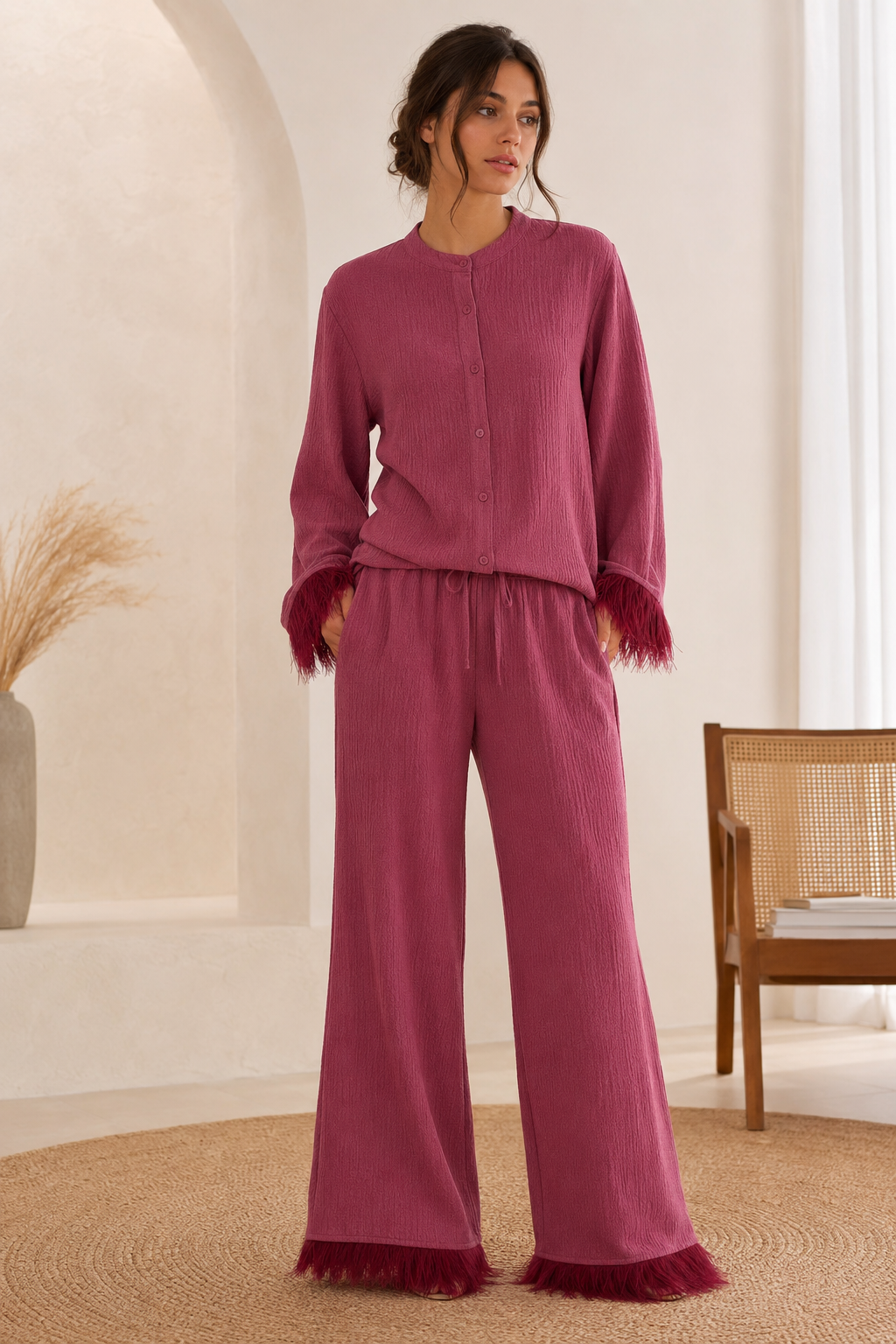 Perrine - Women's Feather Two-Piece Set - photo 2