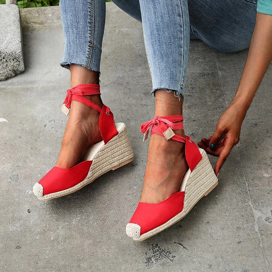 Women's Ava - Tie-Up Lace Wedge Sandals with Espadrille Heel - photo 2