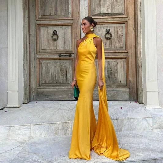 Florentine - Women's One-Shoulder Satin Dress - photo 1