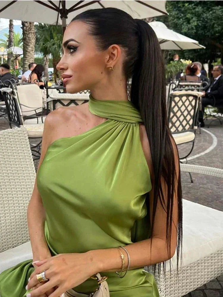 Florentine - Women's One-Shoulder Satin Dress - photo 8