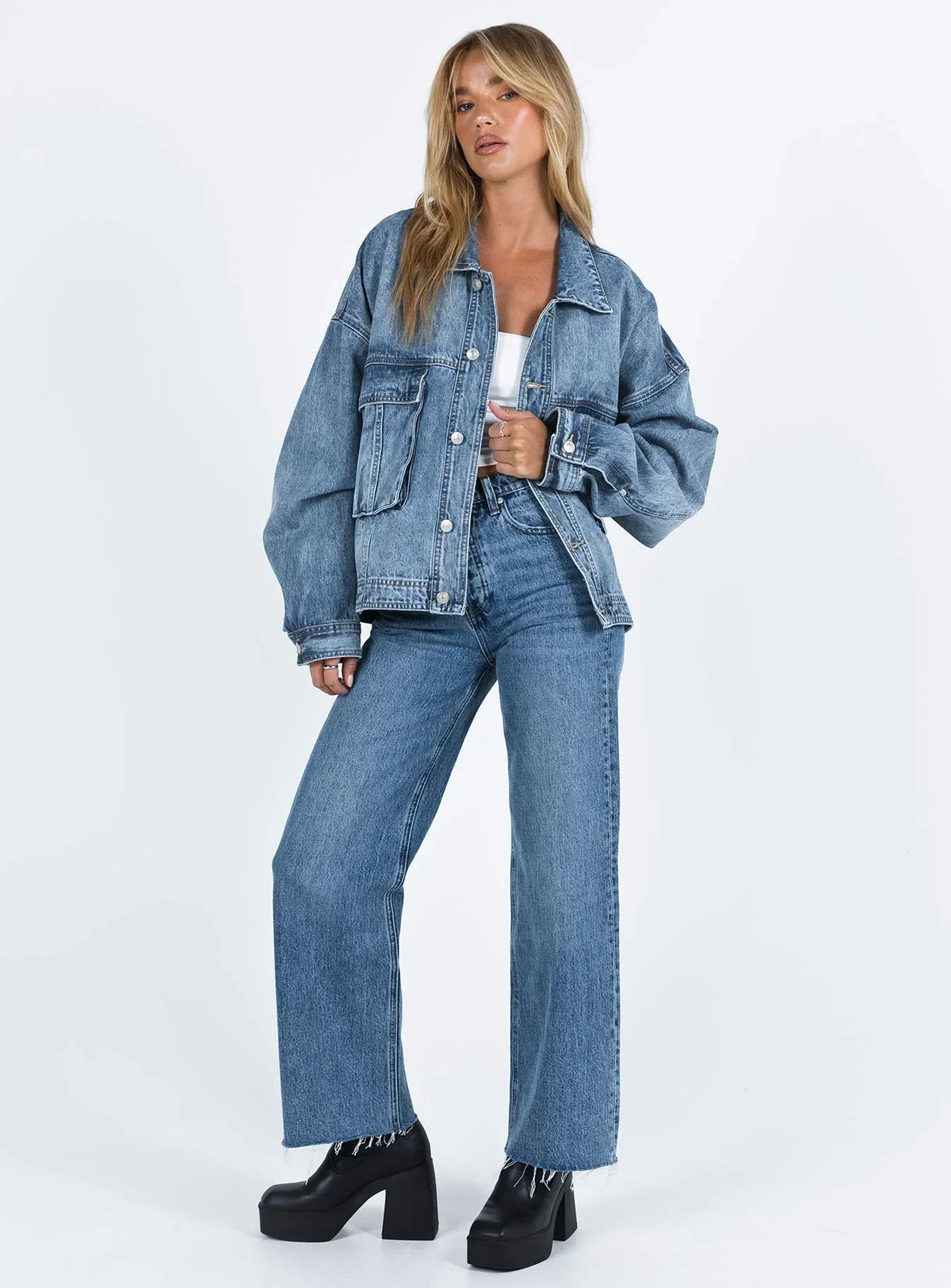 Imogen - Women's Denim Hooded Blazer - photo 3