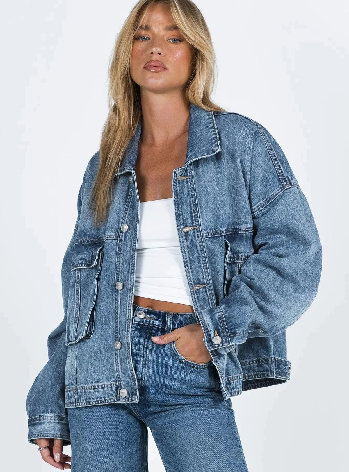 Imogen - Women's Denim Hooded Blazer - photo 2