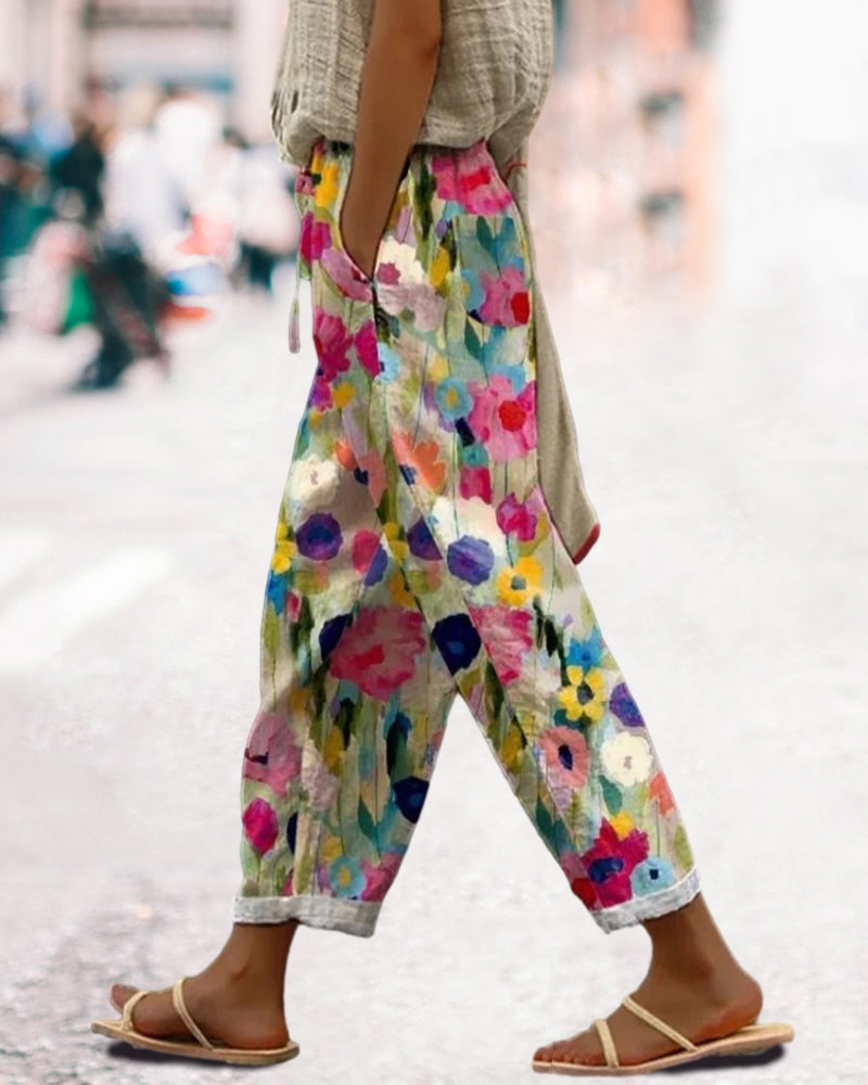 Estelle - Women's Vibrant Floral Trousers - photo 1