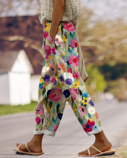 Estelle - Women's Vibrant Floral Trousers - photo 2