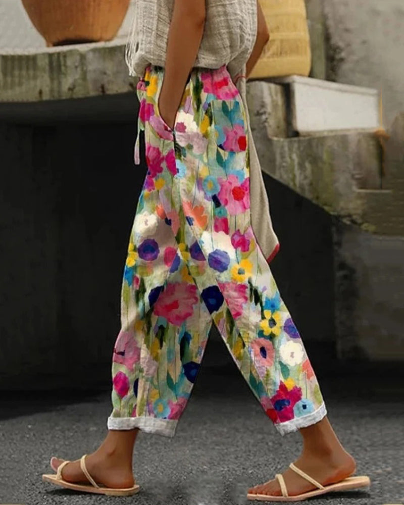 Estelle - Women's Vibrant Floral Trousers - photo 4