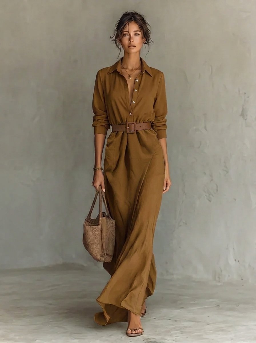 Agnes - Women's Belted Maxi Dress - photo 1