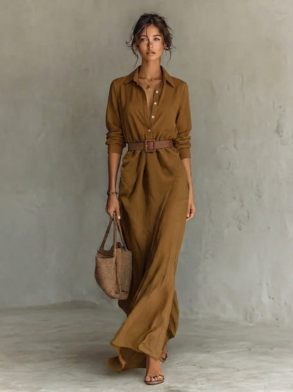 Agnes - Women's Belted Maxi Dress - photo 1