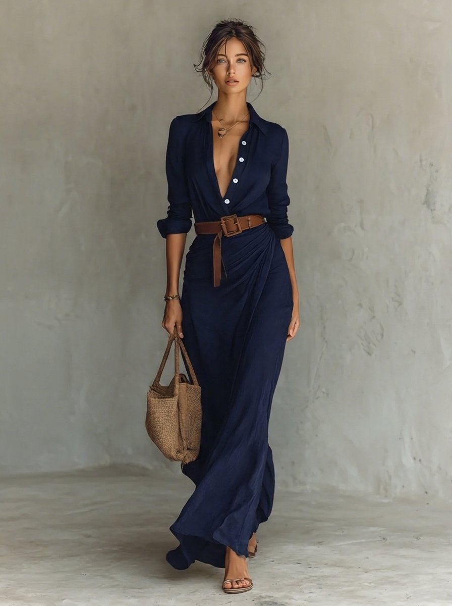 Agnes - Women's Belted Maxi Dress - photo 4