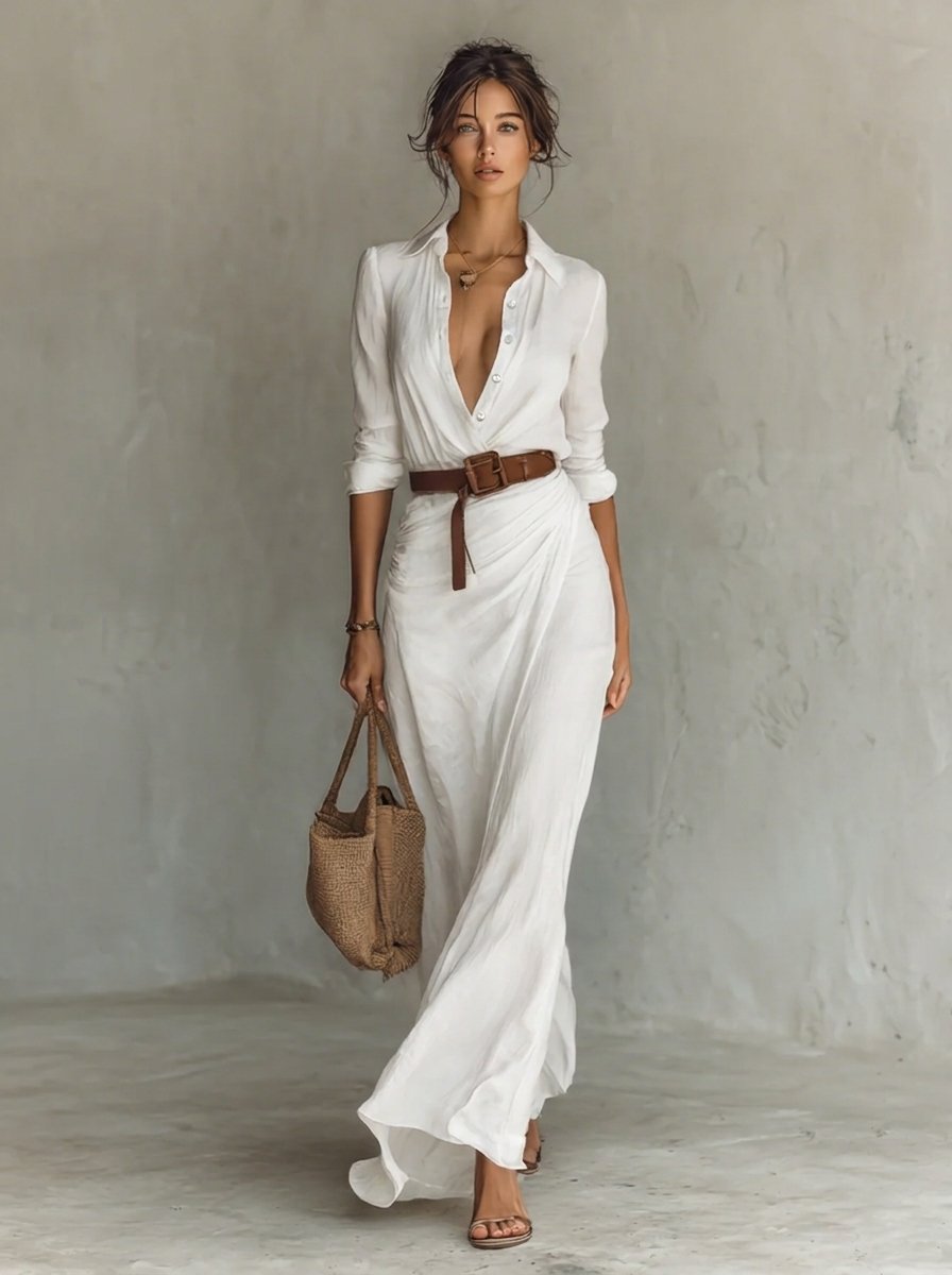 Agnes - Women's Belted Maxi Dress - photo 5