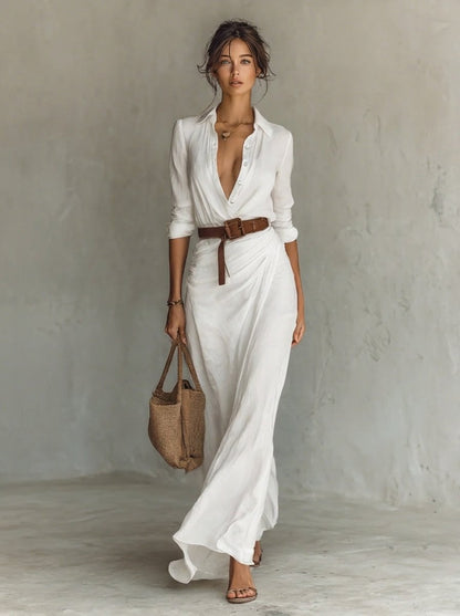 Agnes - Women's Belted Maxi Dress - photo 5
