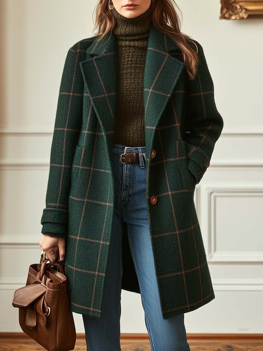 Lucienne - Women's Check Coat - photo 1