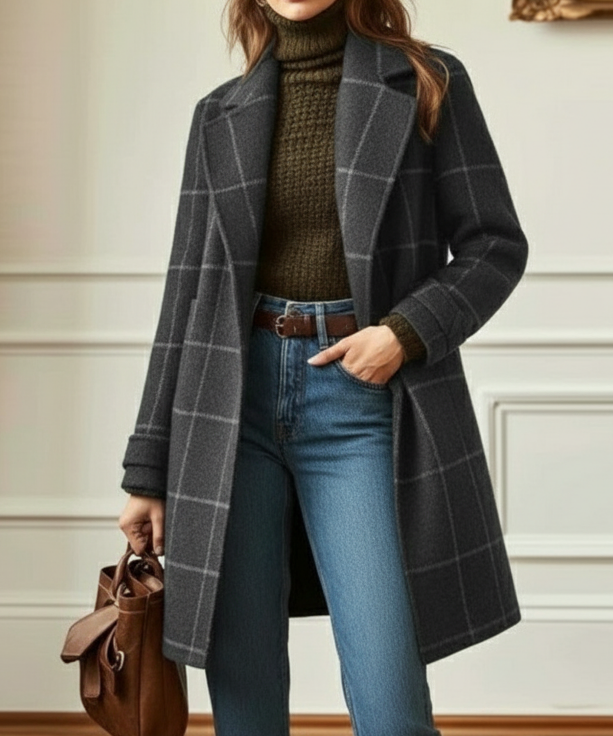 Lucienne - Women's Check Coat - photo 3
