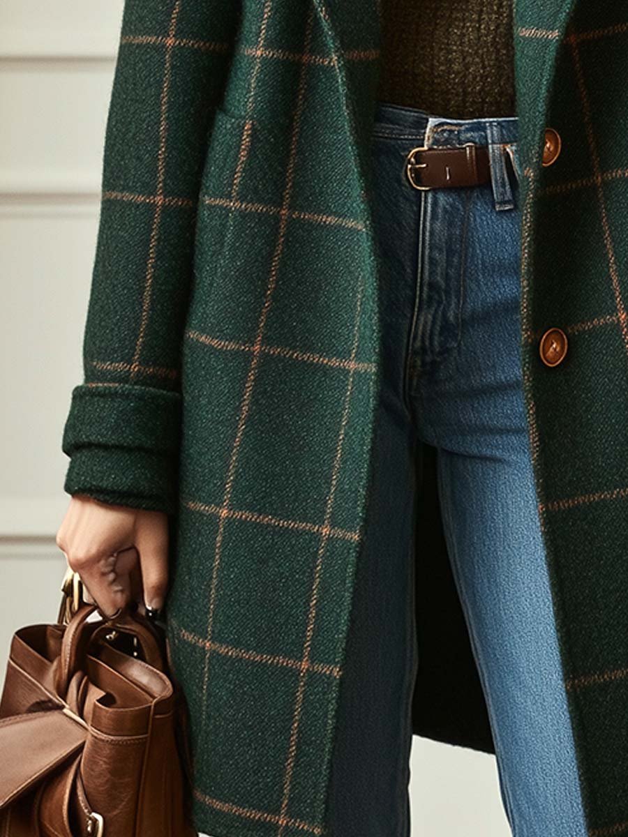 Lucienne - Women's Check Coat - photo 4