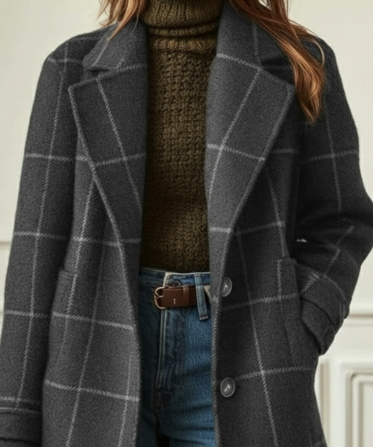 Lucienne - Women's Check Coat - photo 5