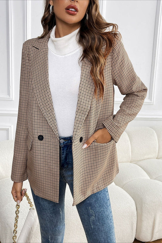 Sabine - Women's Houndstooth Lapel Blazer - photo 1
