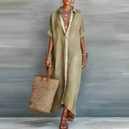 Edith - Women's Relaxed Button-Front Maxi Dress - photo 1