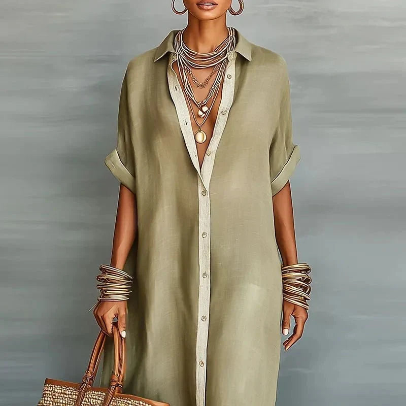 Edith - Women's Relaxed Button-Front Maxi Dress - photo 3