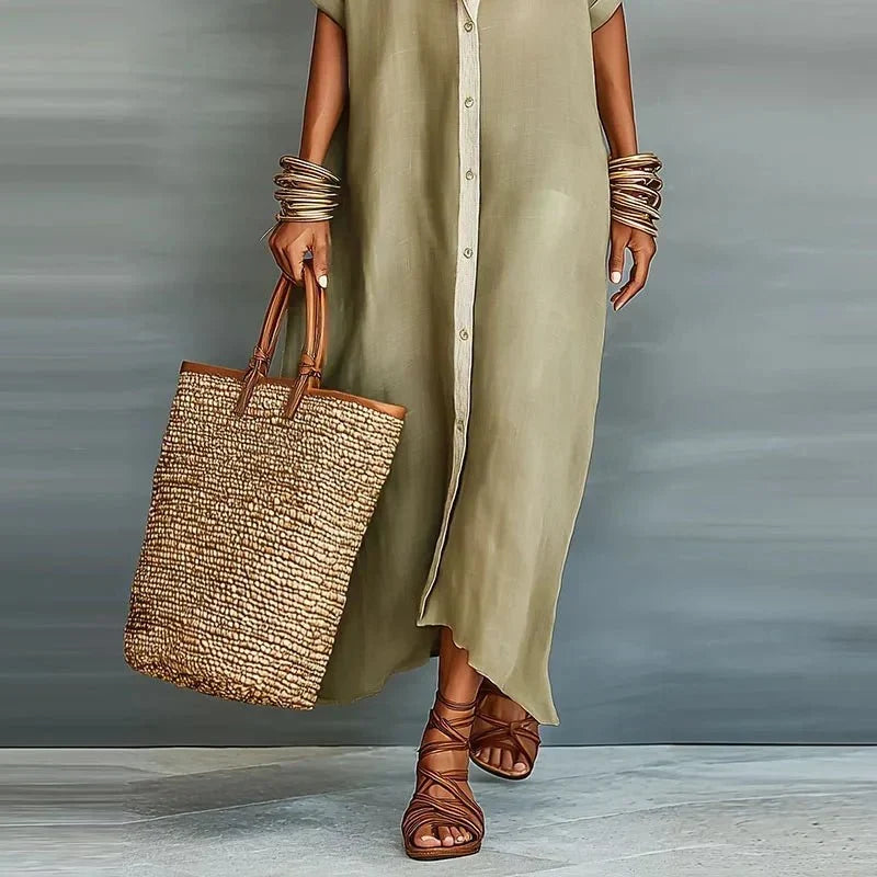 Edith - Women's Relaxed Button-Front Maxi Dress - photo 4