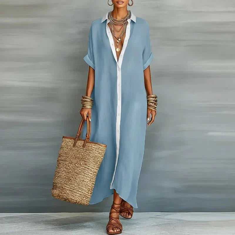 Edith - Women's Relaxed Button-Front Maxi Dress - photo 7