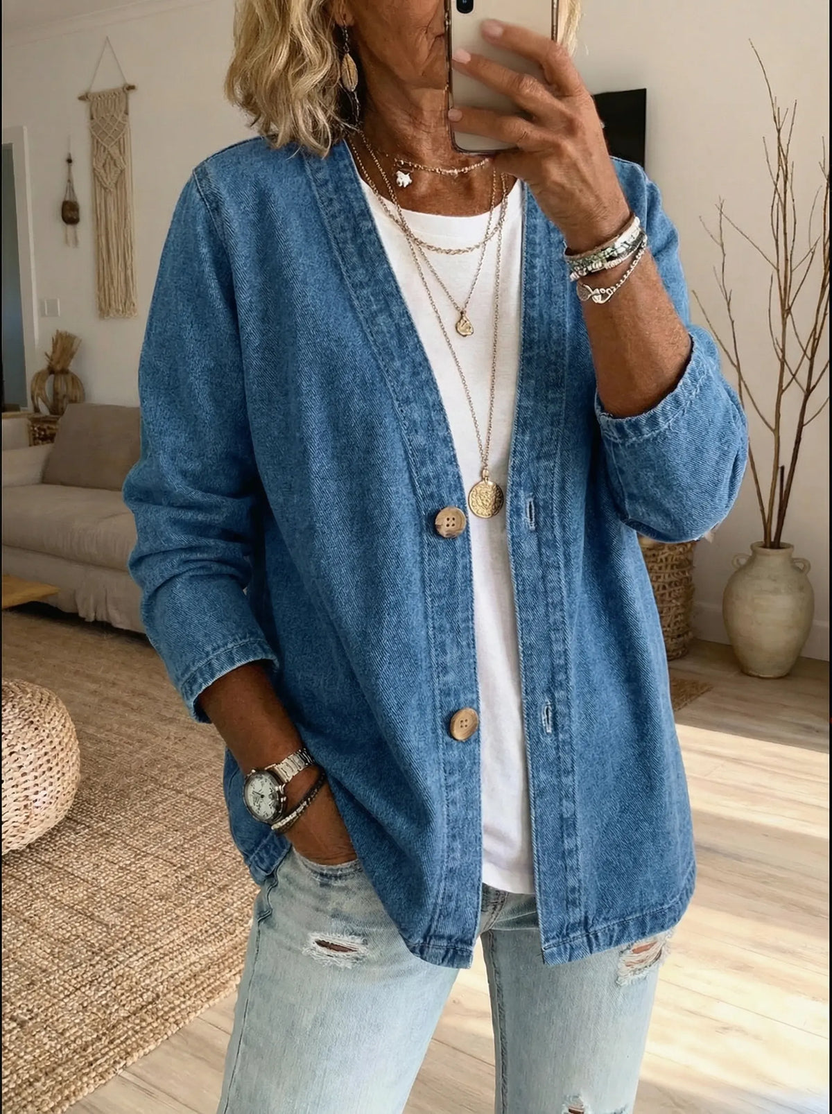 Fleur - Women's Relaxed Button-Front Cardigan - photo 1