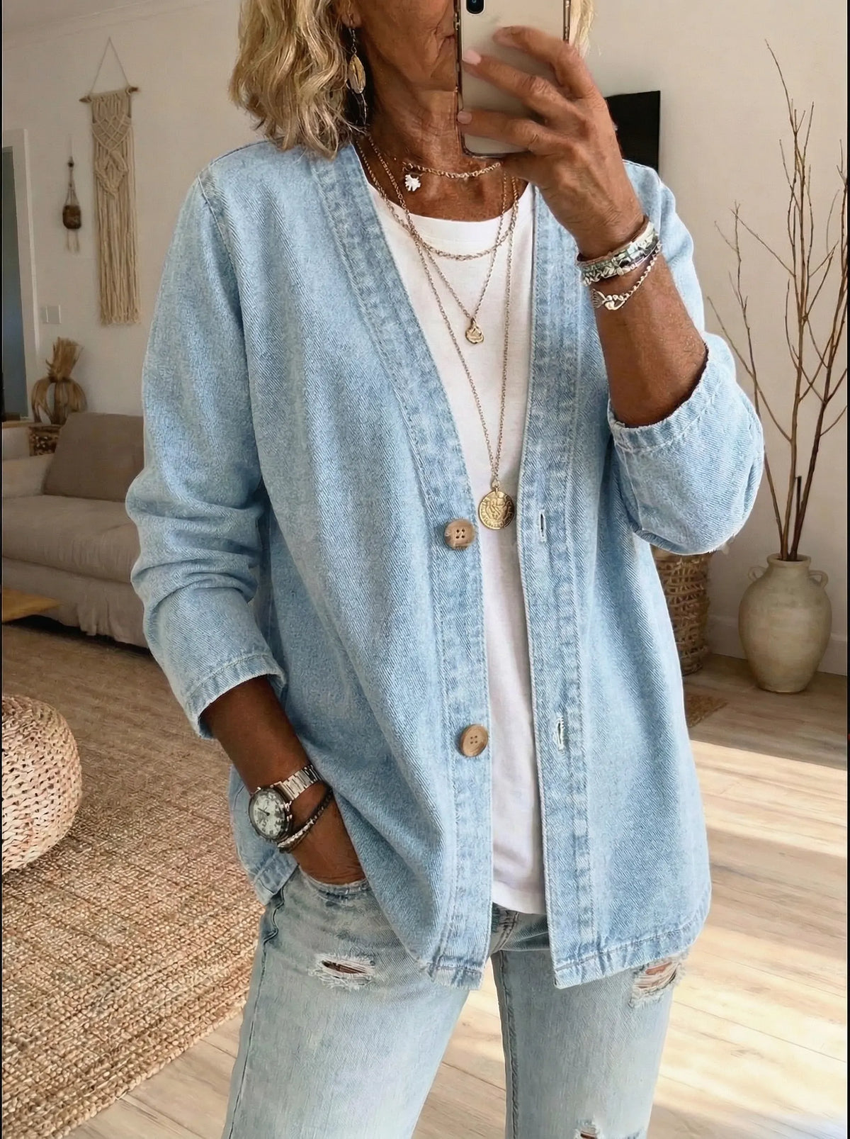 Fleur - Women's Relaxed Button-Front Cardigan - photo 2