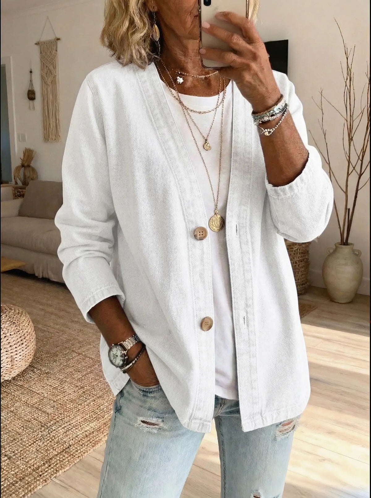 Fleur - Women's Relaxed Button-Front Cardigan - photo 4