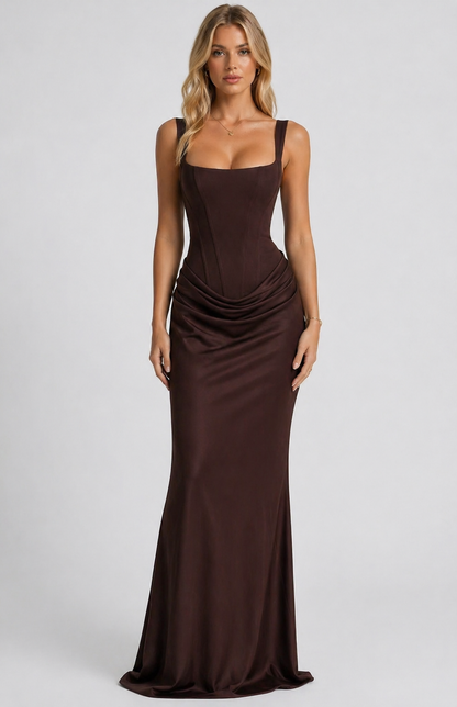 Corinne - Women's Ruched Satin Dress - photo 1