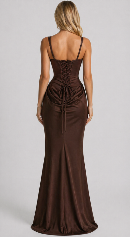 Corinne - Women's Ruched Satin Dress - photo 2