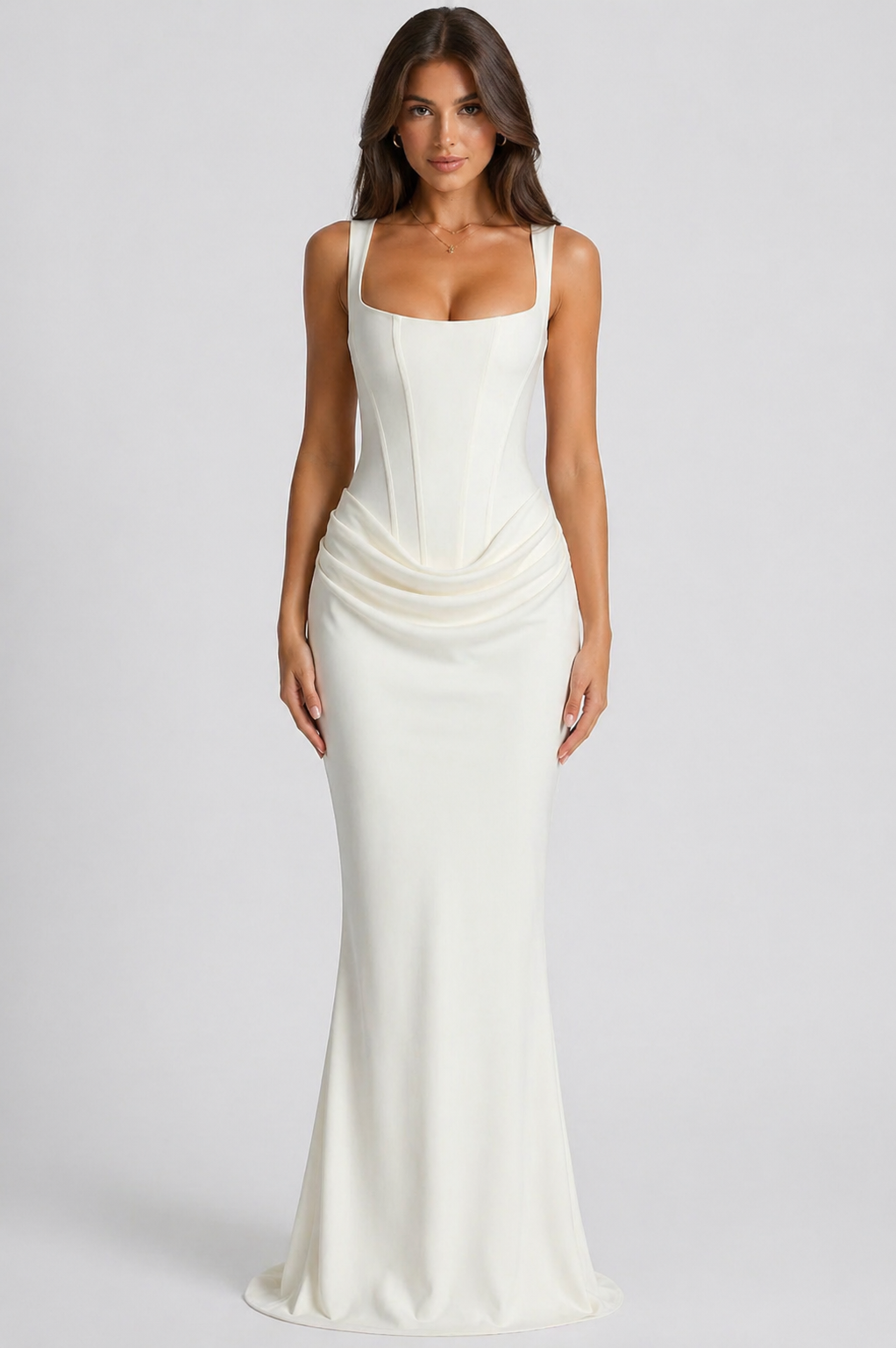 Corinne - Women's Ruched Satin Dress - photo 3