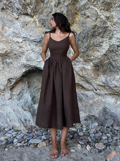 Adeline - Women's Midi V-Neck Dress - photo 16