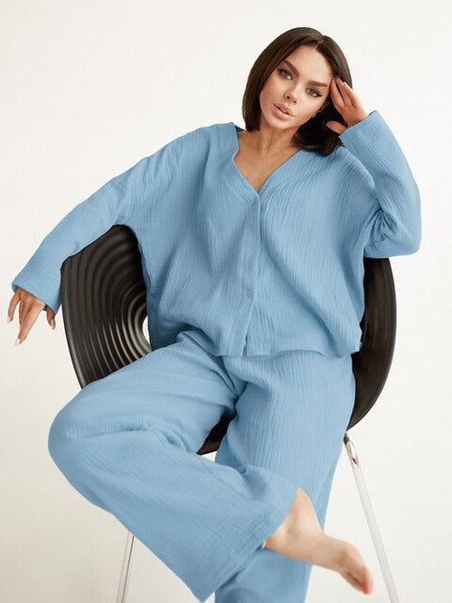 Giselle - Women's Two-Piece Button-Front Set - photo 1